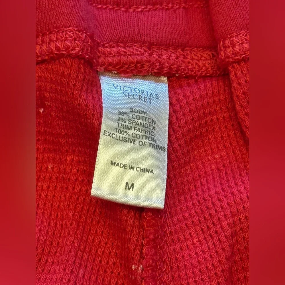 VICTORIA’S SECRET VINTAGE Y2K THERMAL PJ PAJAMA SET HENLEY RED STARS RARE NWT M - Picture 10 of 11